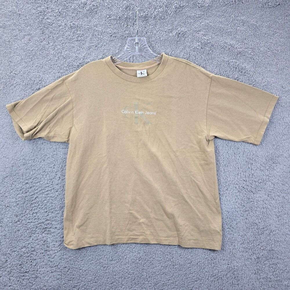 Vintage Calvin Klein Jeans Shirt Adult Large Brown Y2K Crew Neck Single Stitch